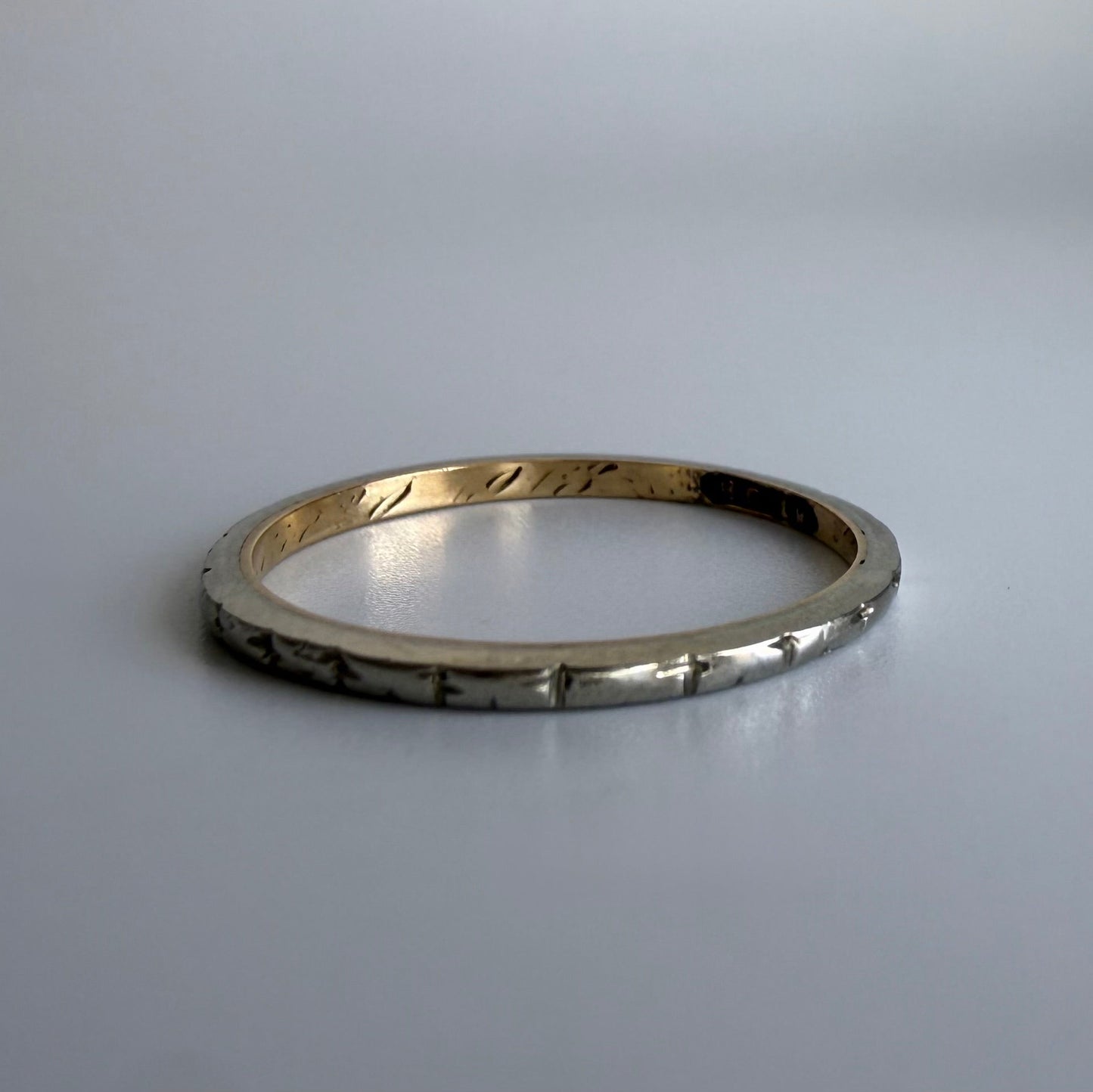 Vintage Two-Tone 14k Gold Patterned Band