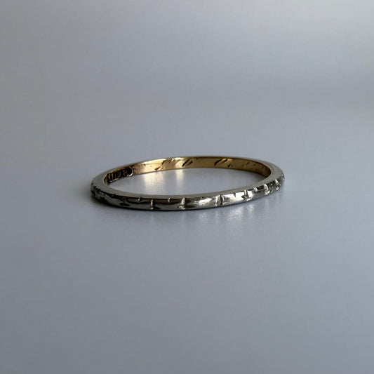 Vintage Two-Tone 14k Gold Patterned Band