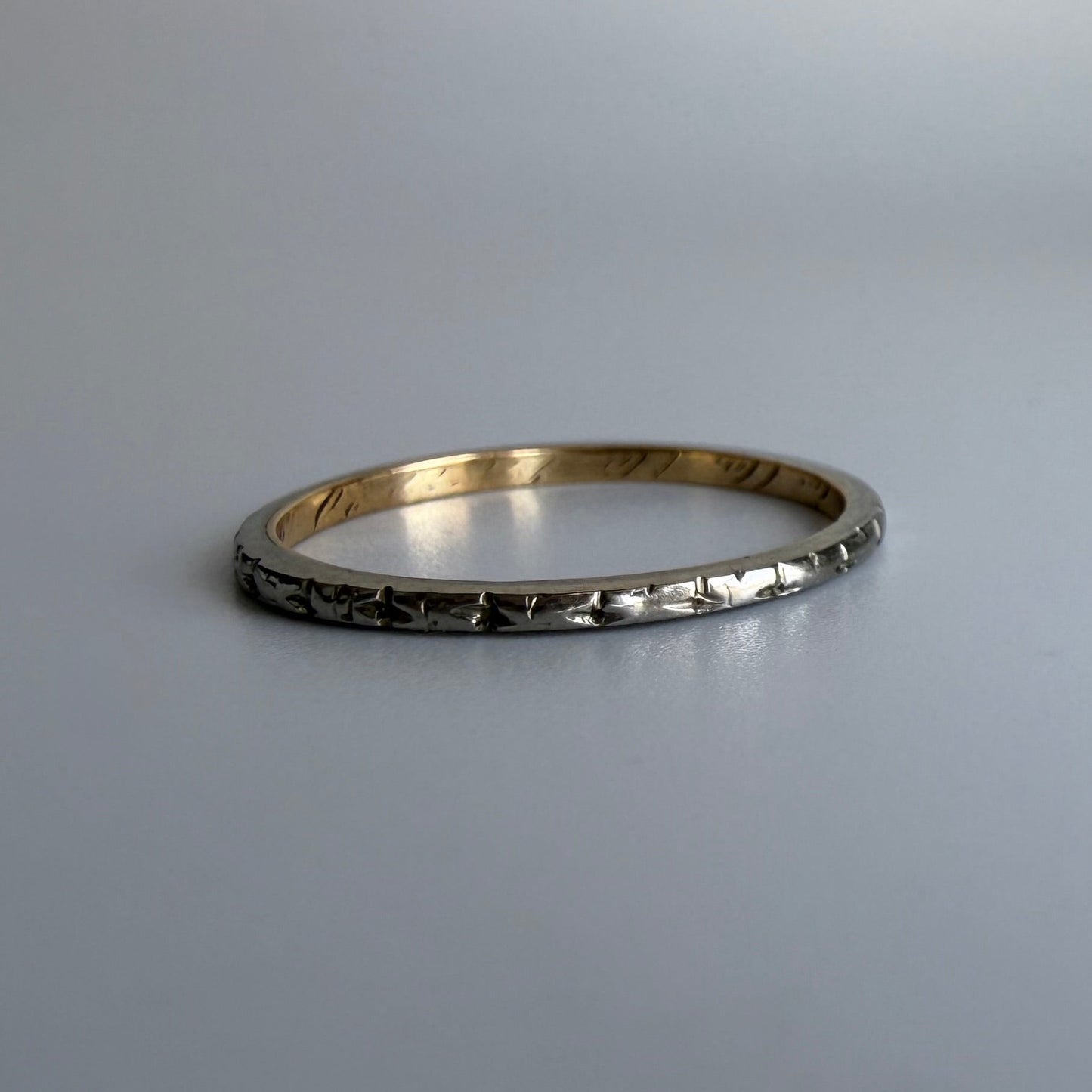 Vintage Two-Tone 14k Gold Patterned Band