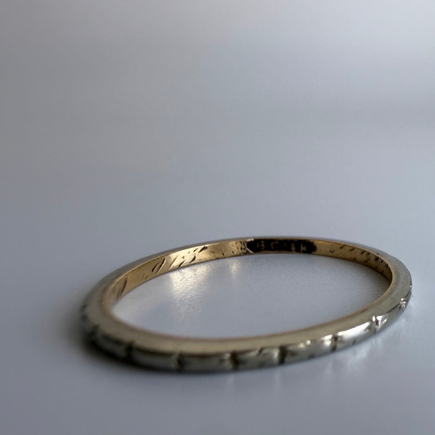 Vintage Two-Tone 14k Gold Patterned Band