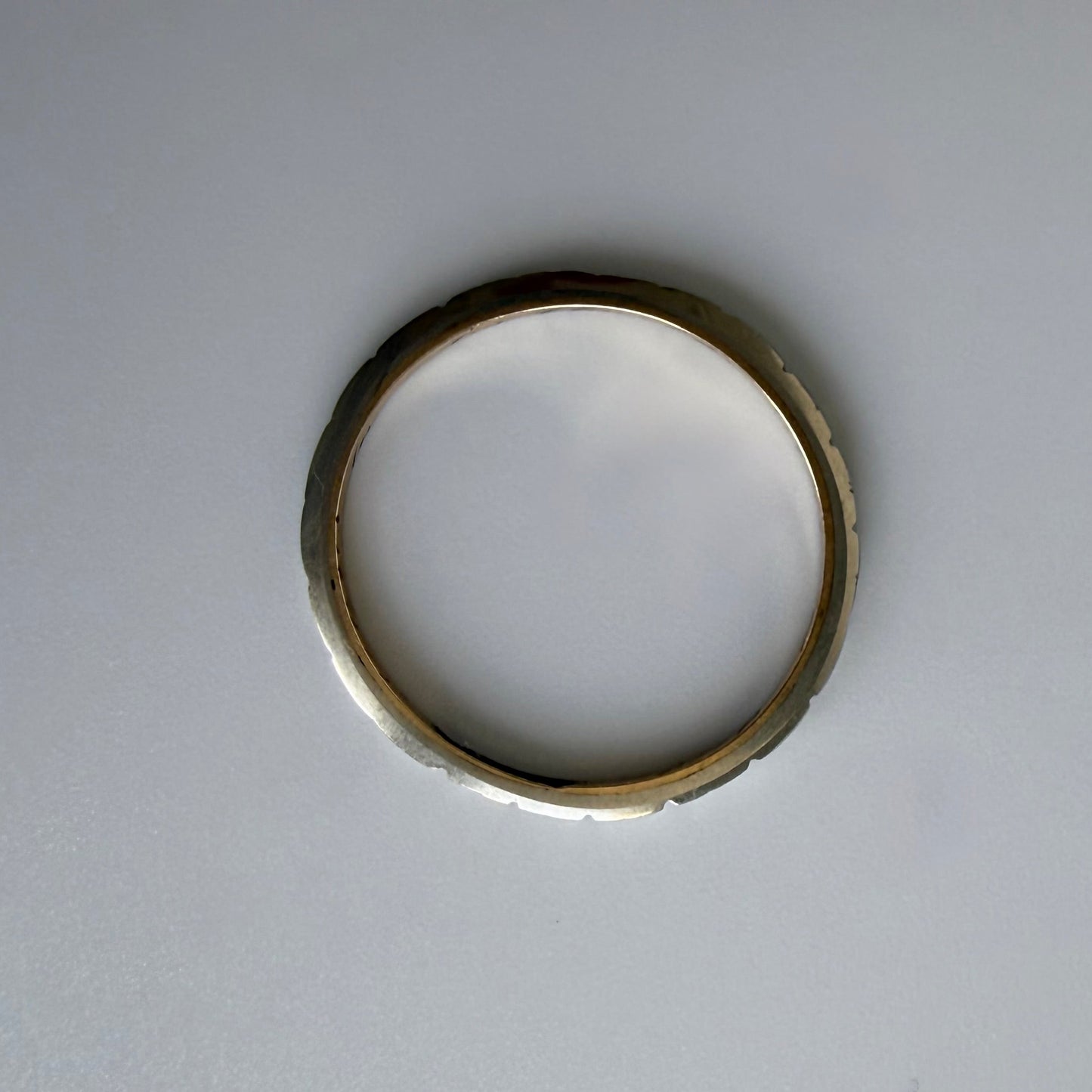 Vintage Two-Tone 14k Gold Patterned Band