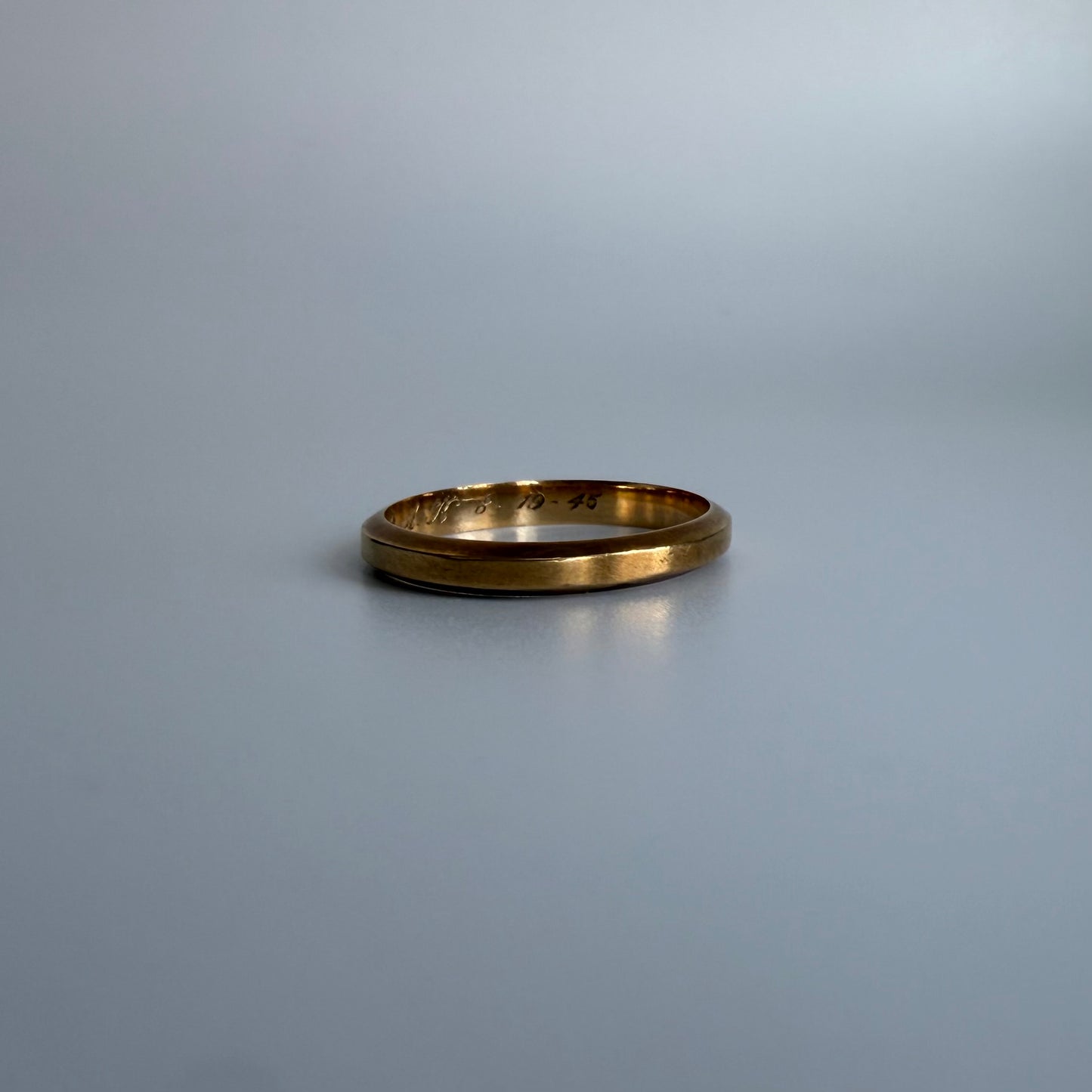 Vintage 14K Gold Wedding Band with Original 1945 Inscription