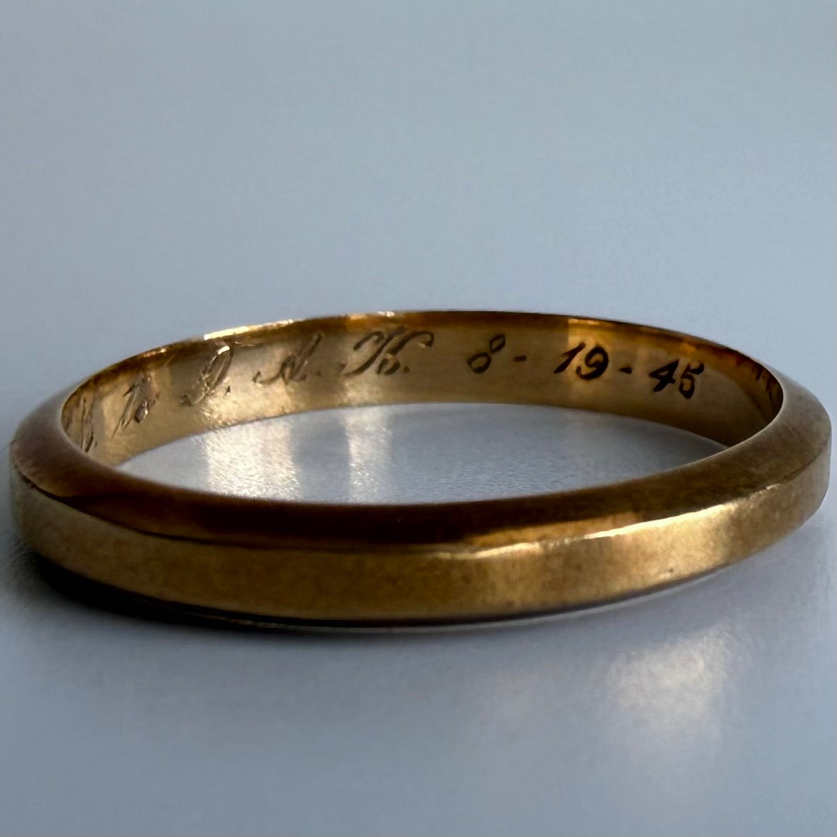 Vintage 14K Gold Wedding Band with Original 1945 Inscription