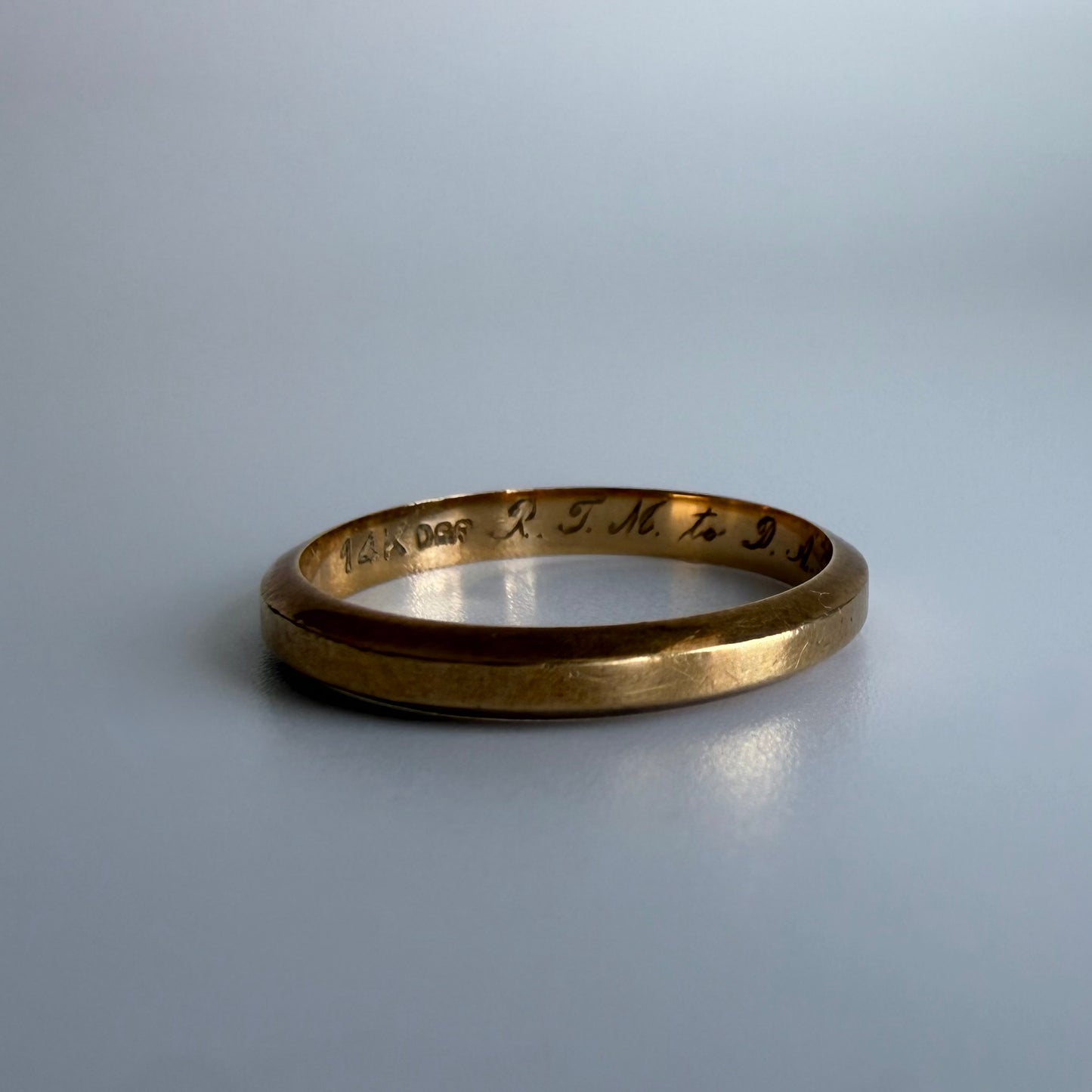 Vintage 14K Gold Wedding Band with Original 1945 Inscription