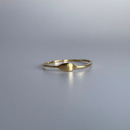 14k Gold Skinny Oval Signet Ring