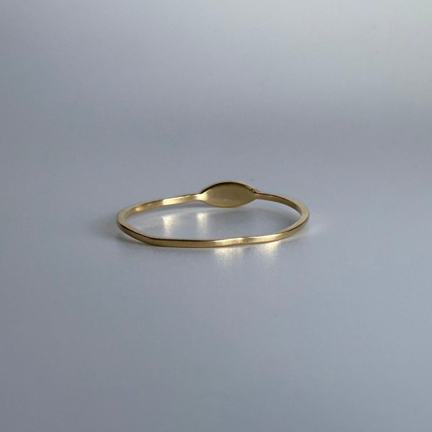 14k Gold Skinny Oval Signet Ring
