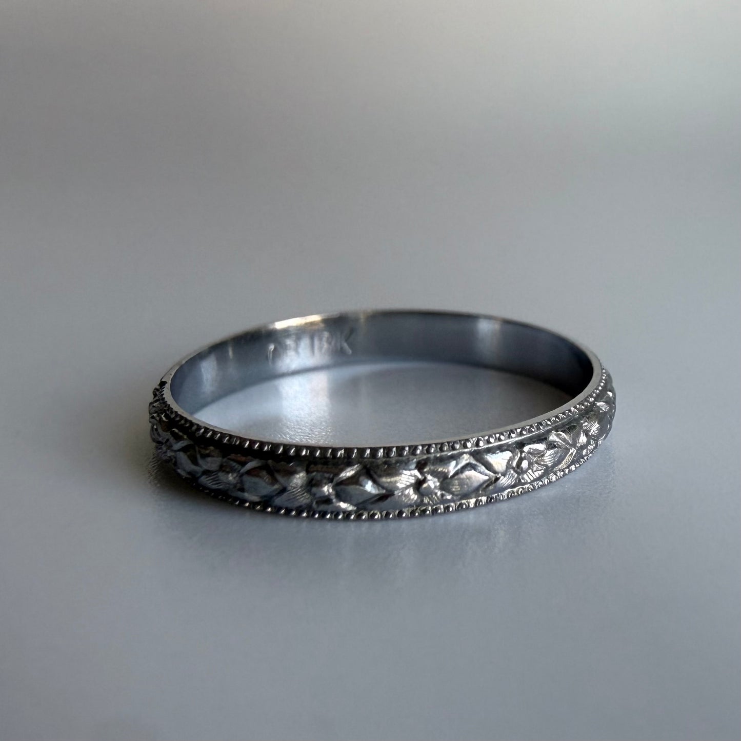 Antique 18 Karat White Gold Floral Band by Otsby & Barton