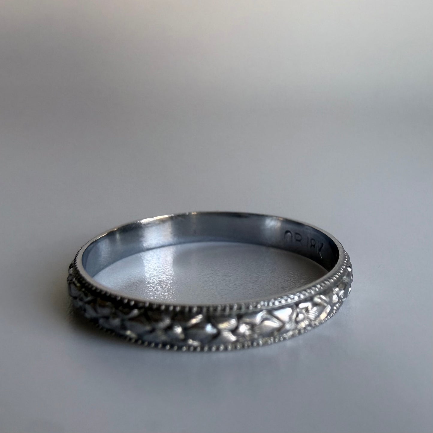 Antique 18 Karat White Gold Floral Band by Otsby & Barton
