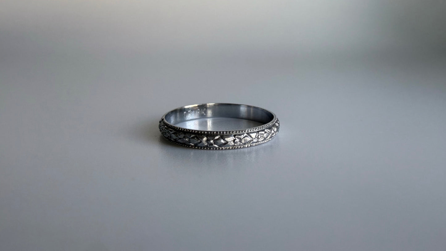 Antique 18 Karat White Gold Floral Band by Otsby & Barton