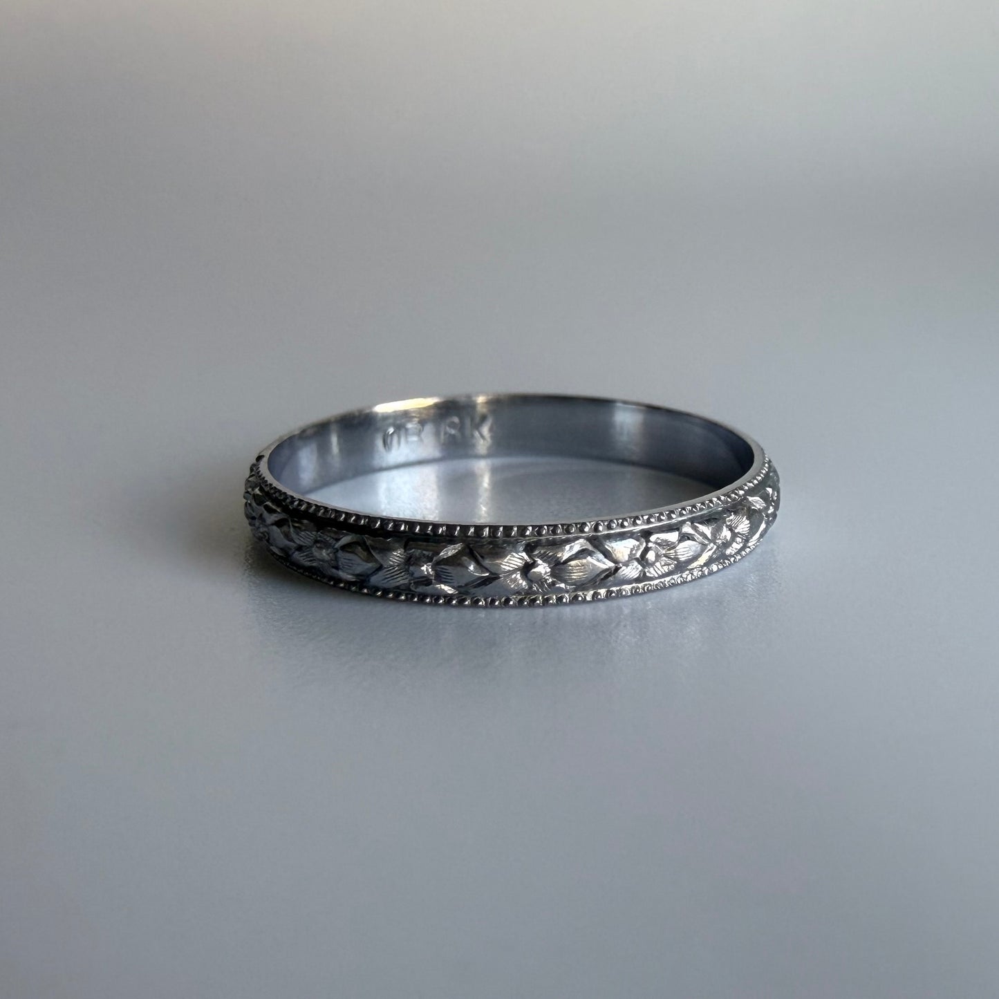 Antique 18 Karat White Gold Floral Band by Otsby & Barton