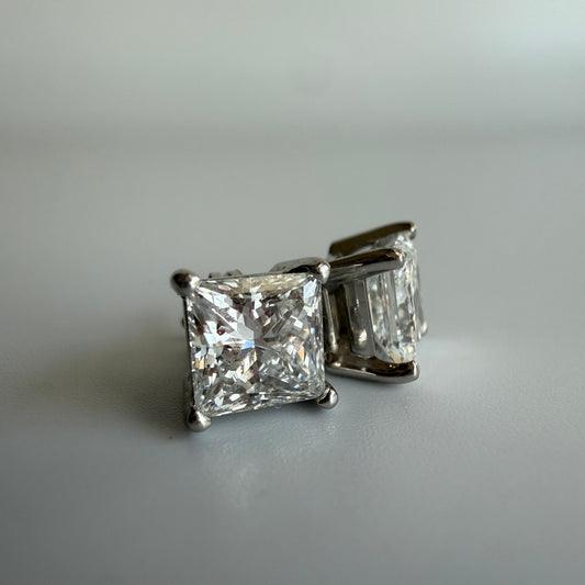 Princess-Cut Lab Grown Diamond Stud Earrings